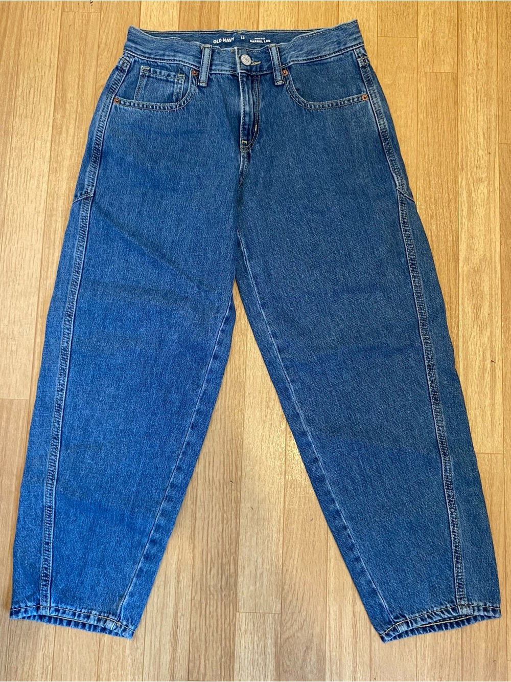 Boys High-Rise Barrel Leg Denim Jeans Size 12